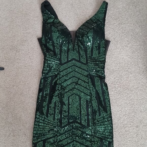 Envious Dark Green Sequin Cocktail Dress - Picture 1 of 10